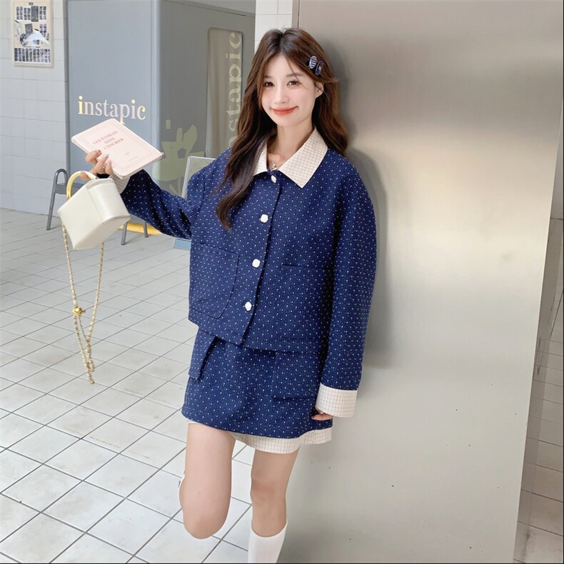 26春新款-轻奢高级感撞色波点设计格纹半裙套装2602-P175K288,女装套装/套裙,2B190