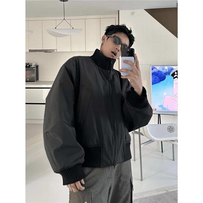 韩版潮流立领棒球服棉服帅百搭面包服廓形飞行员高级外套1035P85图片