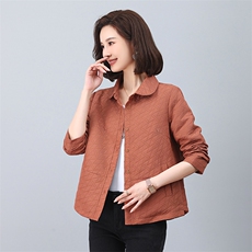 休闲外套女春秋装薄款2025新款洋气中年妈妈翻领百搭菱格早秋外套，女装短外套，天丽