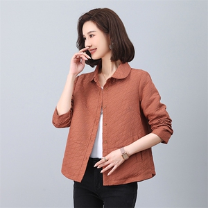 休闲外套女春秋装薄款2025新款洋气中年妈妈翻领百搭菱格早秋外套图片