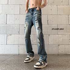 夏季美式高街ins小众破洞牛仔裤货号K755P6588，男装牛仔裤，电商A063