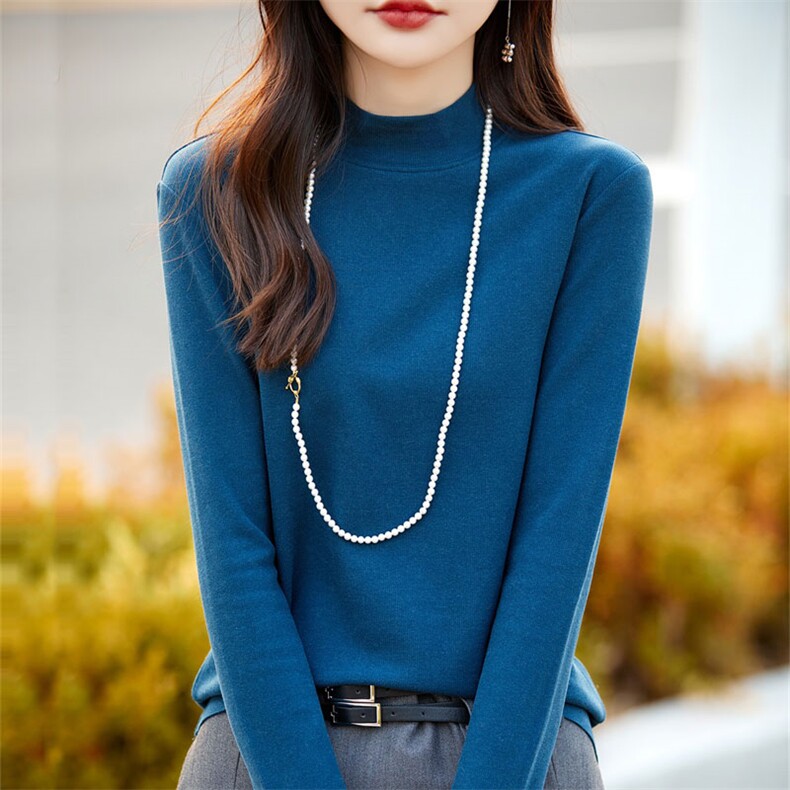 春秋新款加厚保暖内搭毛衣女秋衣内搭保暖德绒半高领打底衫女代发,针织衫/毛衣,臻维羊绒