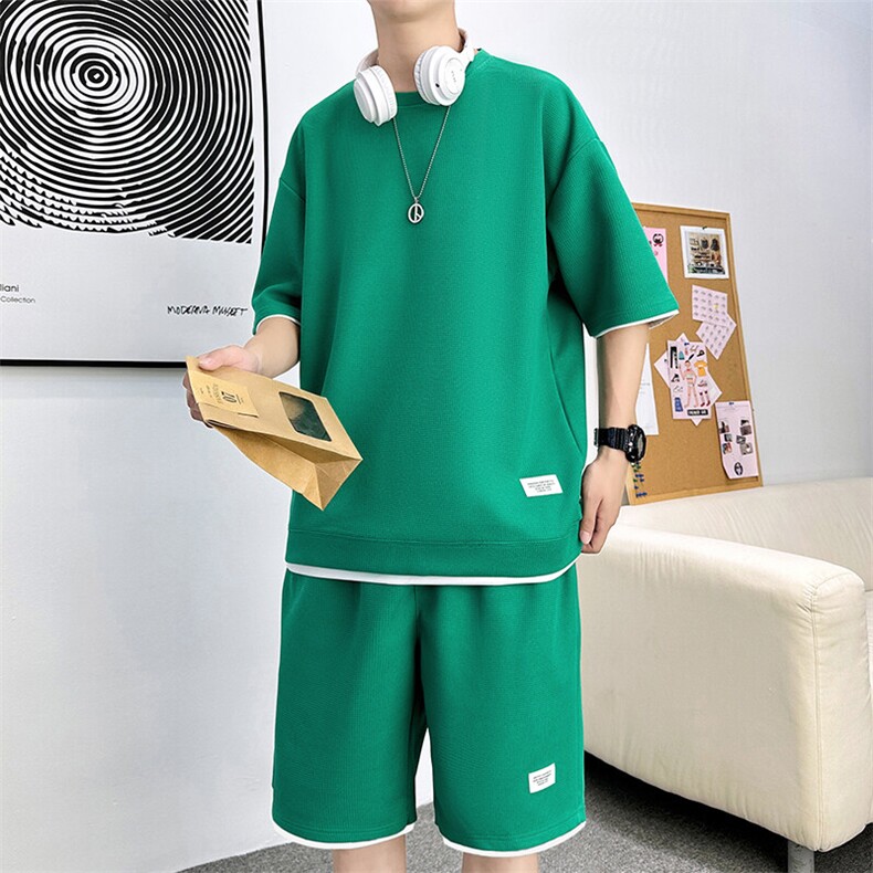 新款休闲华夫格,男装休闲套装,星座1106-2（原1111B）