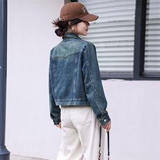 牛仔外套女早秋新款高级感复古牛仔帅气机车街头洋气小个子短外套，女装牛仔外套，江南女神