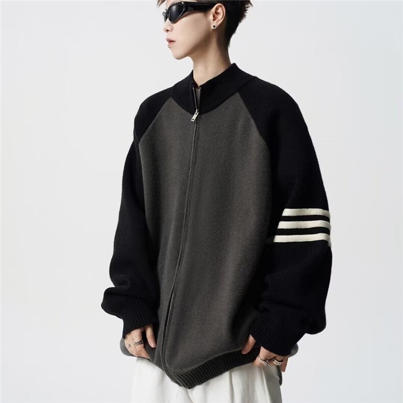 开衫毛衣男春秋冬季2025潮牌立领撞色针织外套男生休闲毛线衣服,男装针织衫/毛衣,星座715-4