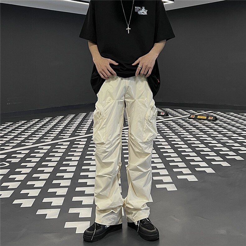 四季款美系宽松中性风潮纯色直筒松紧腰抽绳休闲裤品质，男装休闲裤，星座510-5