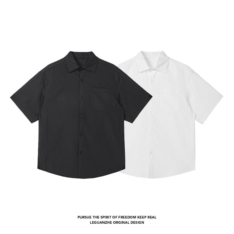 2025 夏季新款 港风白底大码简约纯色短袖衬衫M-5X HC25303-特P25图片