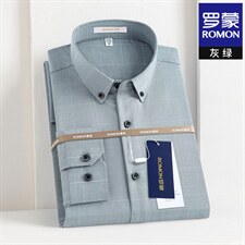 中年男士纯色衬衫长袖春秋季薄款休闲宽松衬衣免烫时尚百搭男装，男装衬衫，电商B212（原钱塘6029）