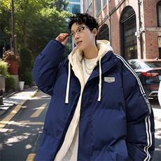 棉衣男冬季新款假两件港风宽松连帽学生棉服MY8882-P82，男装棉衣，星座214-3
