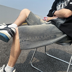 星空纹牛仔短裤男ins潮流痞帅学生宽松直筒透气休闲裤子D3#-P40，男装牛仔裤，电商A178