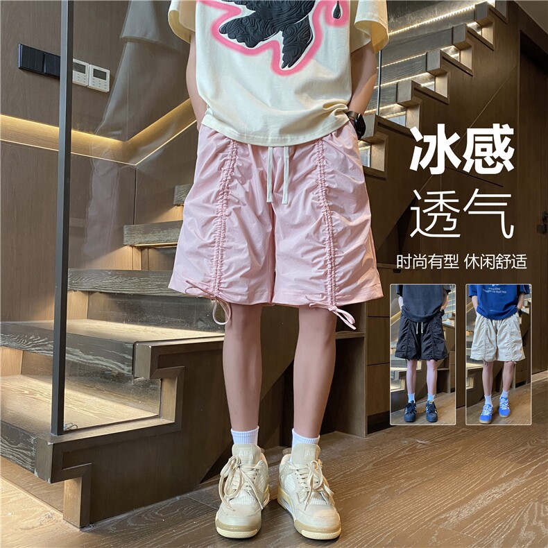 2024夏季新款潮流抽绳设计宽松冰丝短裤B315-K24145-特p30控58,男装牛仔裤,电商B315