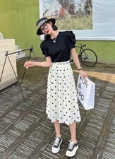 夏装波点半裙，女装半身裙，坚持到底