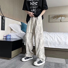 灯芯绒休闲裤男新款港风时尚直筒裤宽松美式拖地裤子潮E2918-P32，男装休闲裤，星座1008-1