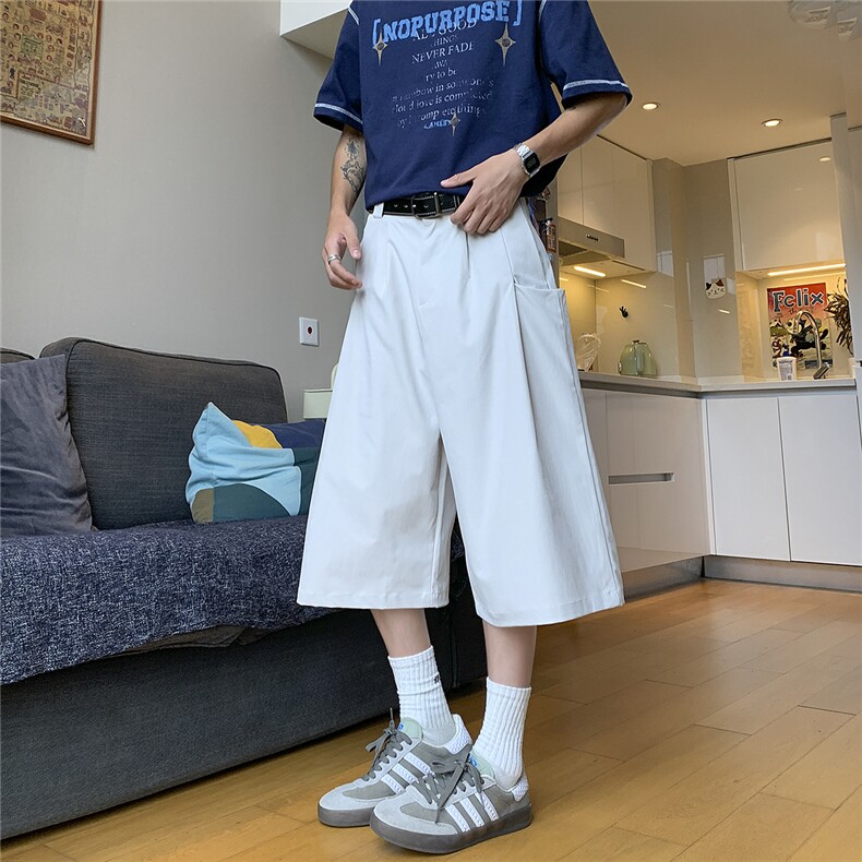 夏复古vintage垂感阔腿七分裤男日系工装宽松休闲直筒裤D0142-P45,男装牛仔裤,星座308B-2