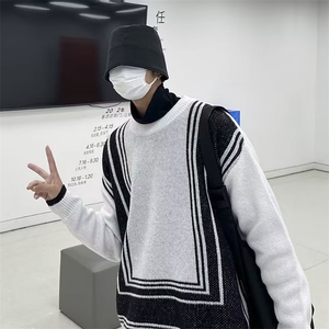 圆领毛衣男港味2023秋季复古日系针织衫加厚鹿毛绒M5526P45图片