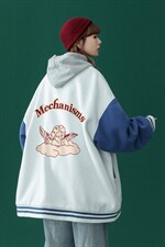 中性风2026秋季新款小天使印花港风宽松棒球服夹克外套G97p65控88，男装夹克，A247A