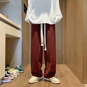 2023纯色灯芯绒裤子港风男士百搭休闲阔腿裤 227-2*K266*P45控68图片