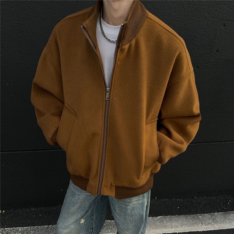 绒毛呢立领飞行服夹克冬季美式夹棉加厚外套高质量棉衣895p115,男装夹克,电商A458A