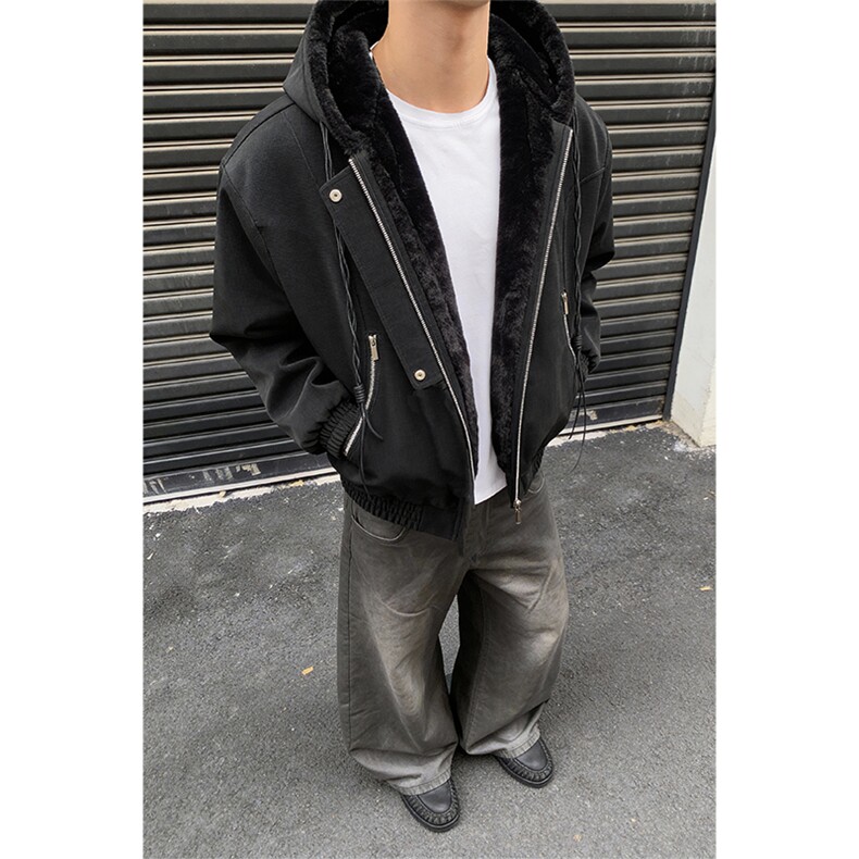 XZ514-2-25108-P110一体毛座山雕连帽棉服加厚保暖夹克冬季外套男,男装夹克,星座514-2(原B239)