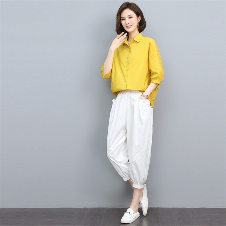 2022夏季新款女装宽松休闲套装舒适百搭显瘦两件套,女装衬衫,悦见她