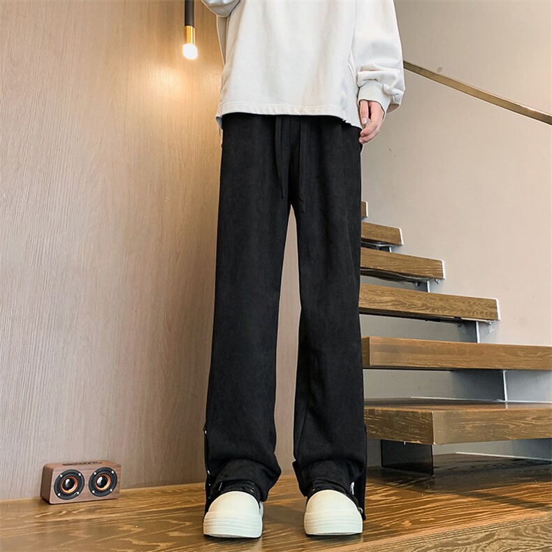 8XL-M大码重磅麂皮绒裤子排扣直筒阔腿休闲长裤微喇裤KZ1920/P65,男装休闲裤,电商B238