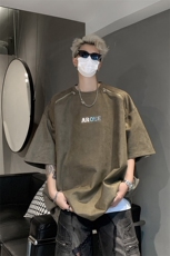 美式复古短袖T恤男夏季潮牌亮片设计感潮流宽松百搭麂皮绒体恤衫，男装T恤，星座517A-8（原B282）
