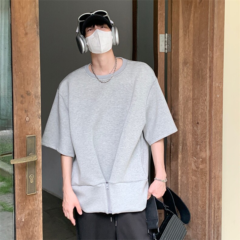 特P45无差价夏季新款潮流设计拉链短袖T恤-HT10187港风,男装T恤,电商A003