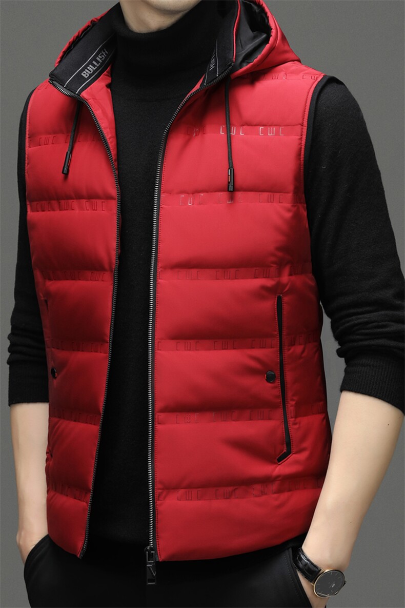 22冬季新款羽绒马甲男保暖外套90鸭绒纯色休闲连帽ZG22950-P170,男装羽绒服,钱塘6003（原4033）