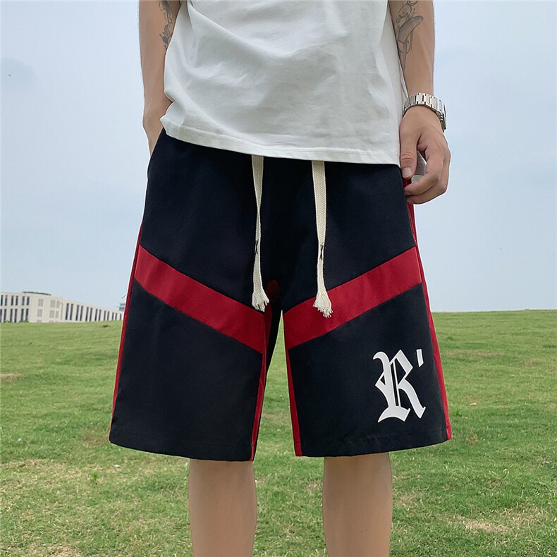 1港风拼色抽绳短裤男中裤男休闲潮流五分裤男DK77035P30控48,男装牛仔裤,星座226-2