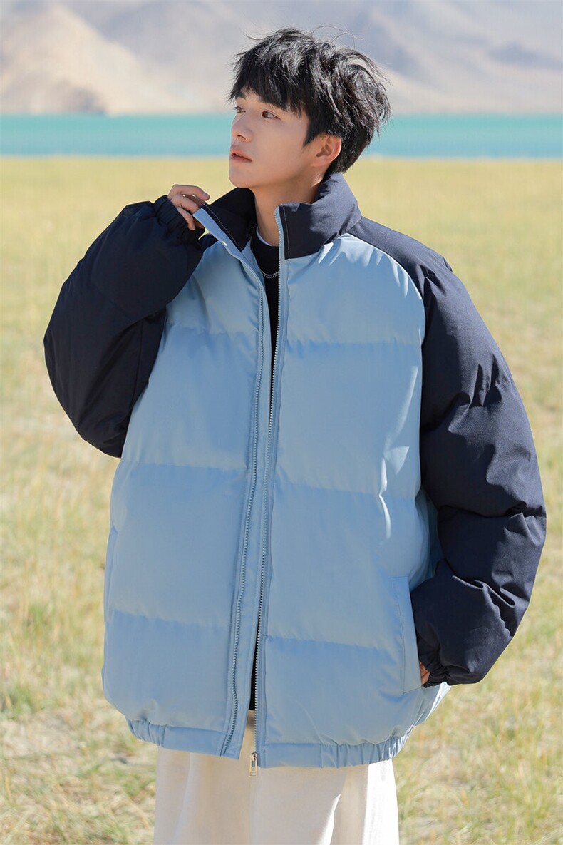 日系拼色立领棉衣服外套男士冬季情侣款宽松保暖棉袄M8666-P60特,男装棉衣,星座610（原A335）