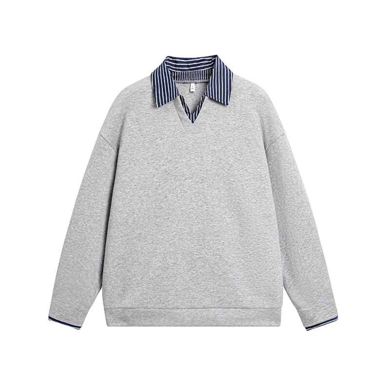 Y502-P45港风纯色翻领卫衣男落肩打底衫潮流百搭上衣外,男装T恤,星座1204