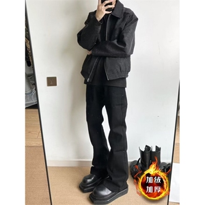 秋冬加绒美式直筒裤子潮牌高街百搭休闲长裤牛仔裤K6100-P42网图图片