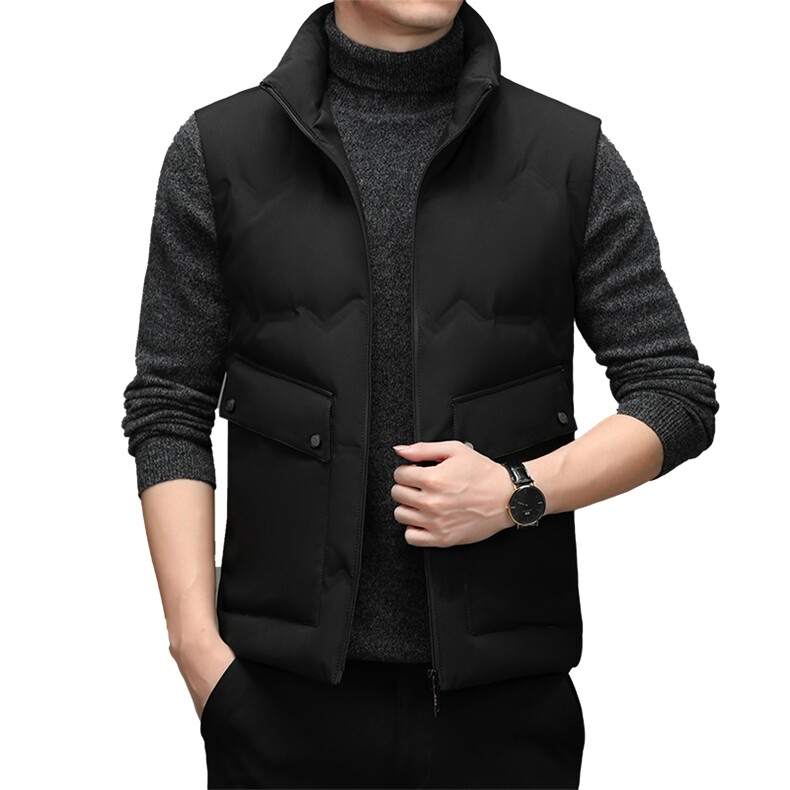 2023冬季新款羽绒服马甲男士保暖外套中年男装加厚立领宽松爸爸装,男装背心/马甲,电商B212（原钱塘6029）