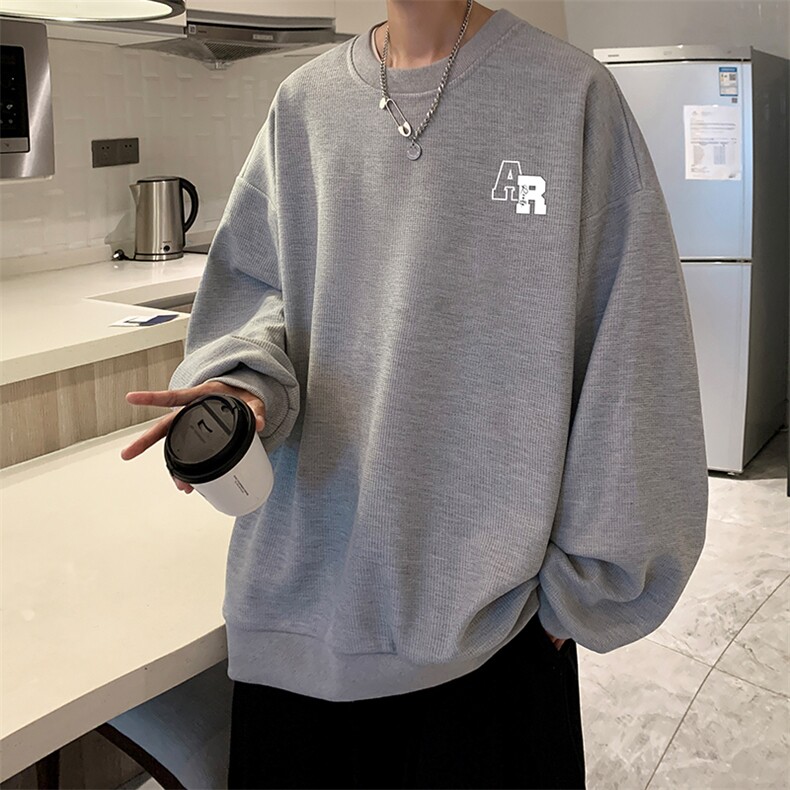 华夫格卫衣圆领卫衣男大码长袖t恤男外套HW76369-P30,男装卫衣,电商A040
