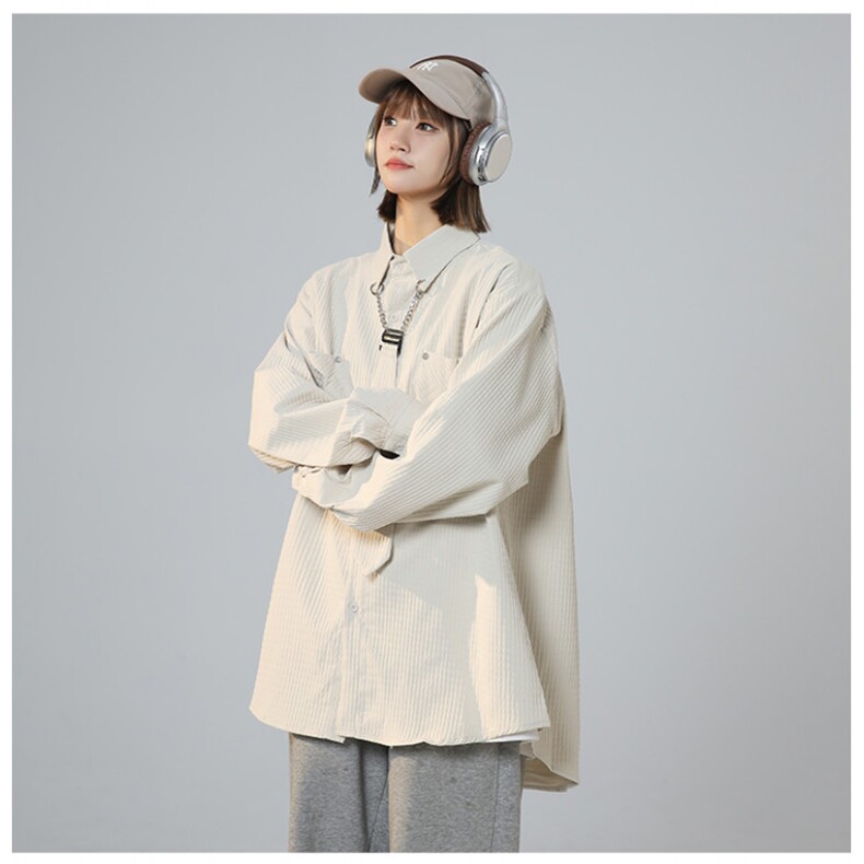 美式情侣玉米格宽松休闲长袖衬衫XZ225-3-CS01-P60控85,男装卫衣,星座225-3