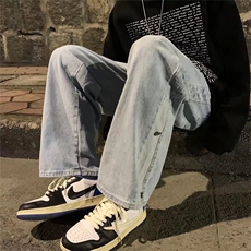 直筒牛仔裤男生新款痞帅裤子潮流百搭ins港风高街长裤NZK850-p45，男装牛仔裤，星座1008-2
