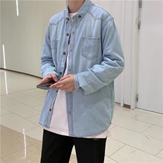 长袖衬衫男港风日系外套牛仔衬衫C605P42，男装衬衫，星座1116-2