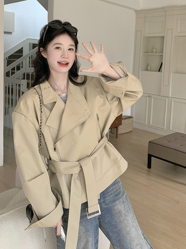 明星同款气质短款外套女春秋2025新款英伦风设计感小个子时尚风衣,女装短外套,浙宝220