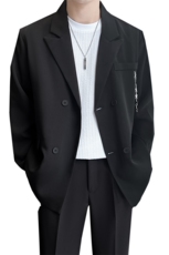 23/秋轻熟风西装外套男士韩版宽松双排扣西服上衣A210-XZ03-p95，男装西服，电商A210