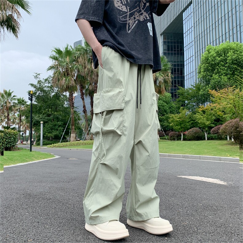 日系潮牌百搭多口袋工装裤男夏季薄款户外宽松阔腿长裤 k7197-P45图片