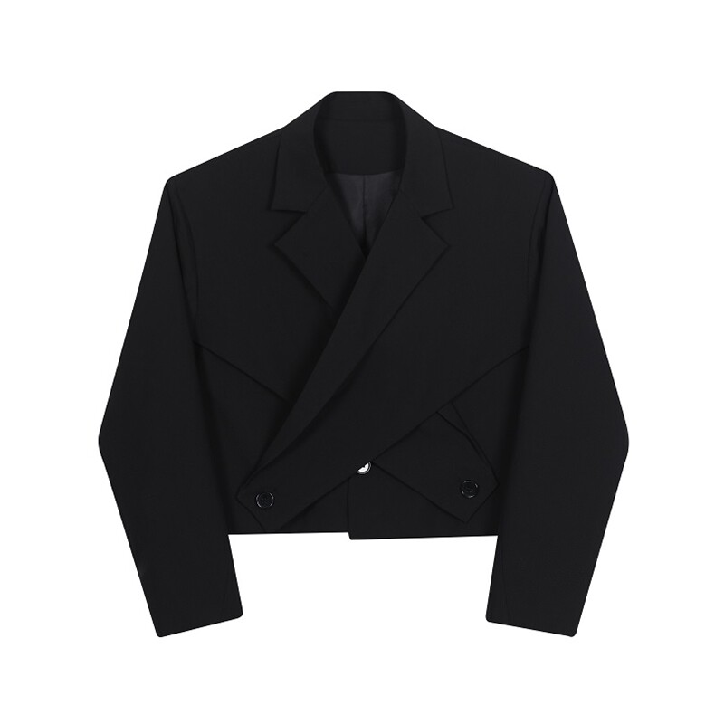 春季新款男士短款不规则交叉西服领拼接外套A345-236-P130,男装西服,电商A345