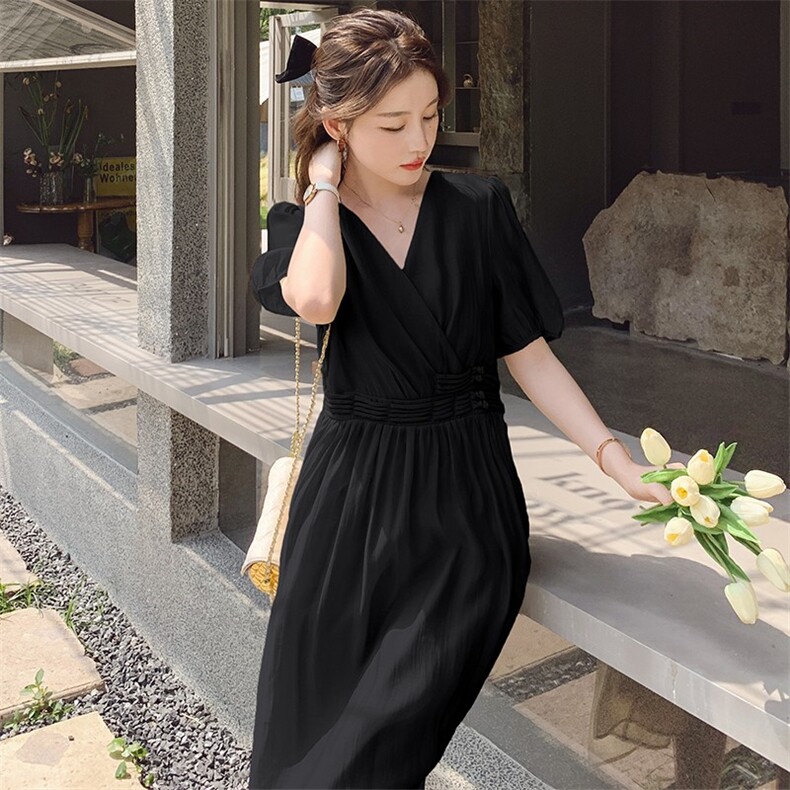 主推夏日新品凡尔赛盘扣连衣裙有款号2218-P115K168,女装连衣裙,浙宝305