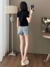 女夏季新款韩版运动休闲套装卡通印花圆领短袖宽松牛仔短裤两件套，女装套装/套裙，江南