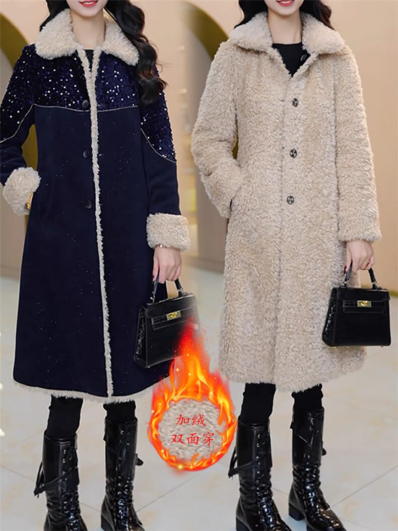 【大货已出】双面穿时尚雪尼尔绒加厚外套女新款显瘦减龄大衣,女装皮草,韩蔻秀