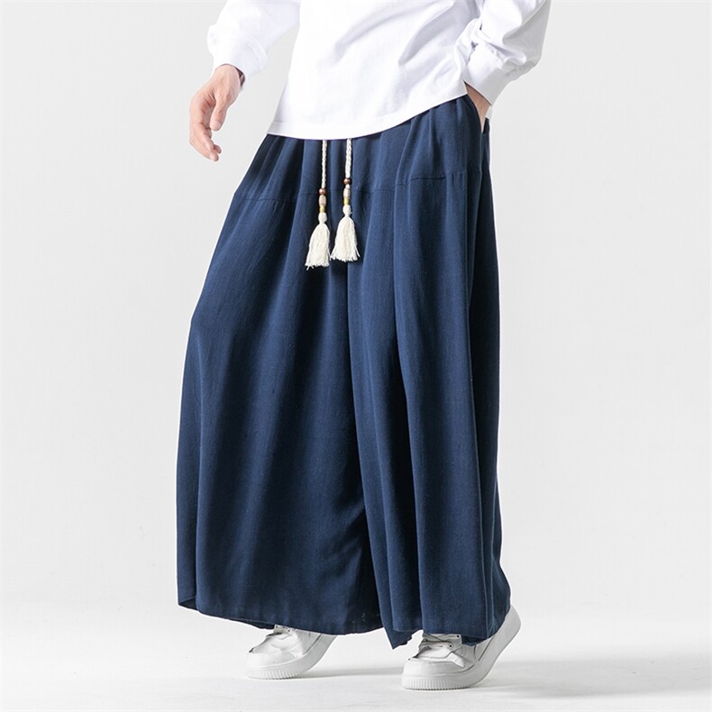 秋装新款大码风棉麻亚麻休闲裤阔腿裤日系直筒裤潮K262/P75,男装休闲裤,钱塘713