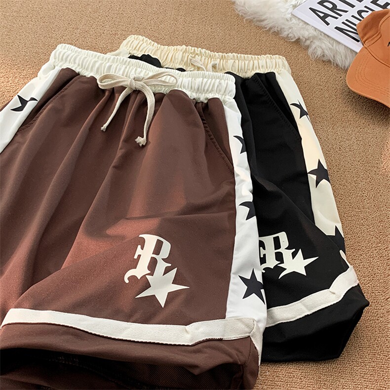 2023夏季新款港风刺绣条纹运动休闲裤五分裤沙滩裤DK256-P35,男装休闲裤,星座313A(原308A-2)
