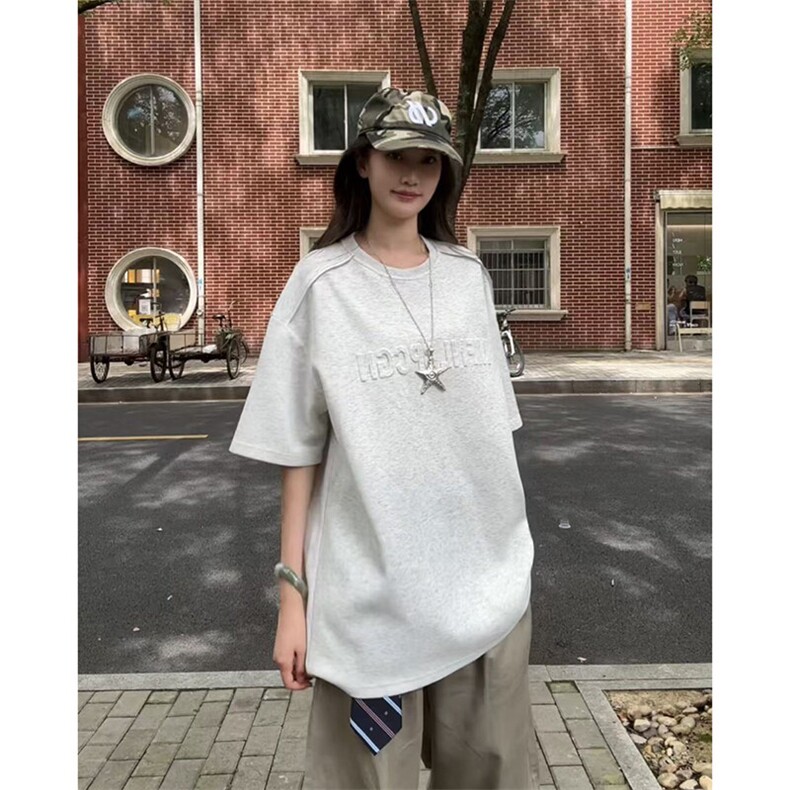 夏季美式高街cleanfit凹凸字母钢印短袖货号T25182P35,男装T恤,电商A063