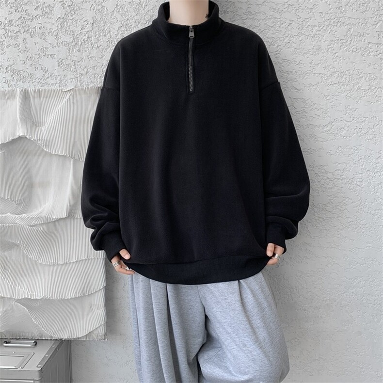 M-8XL秋冬半拉链卫衣摇粒绒大码学生复古外套立领上衣WY5105/P58,男装卫衣,电商B238
