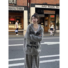网图有货字母提花连帽拉链开衫毛衣男女慵懒舒适外套A1232-P43，男装针织衫/毛衣，星座1505