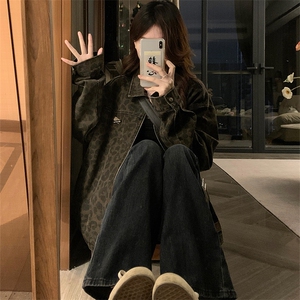 美式潮牌豹纹翻领夹克男女复古宽松潮流小众高街休闲外套 C749-88图片